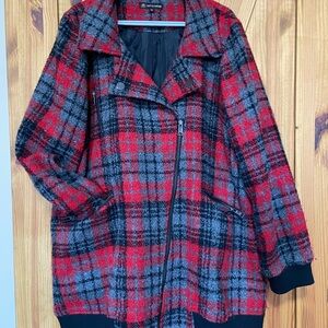 Plaid Red and Gray Women's Jacket